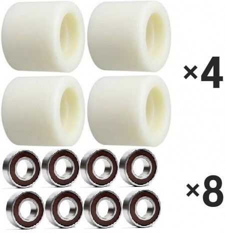 4× Gabelrolle 80x70 mm Nylon + 8× Rillenkugellager