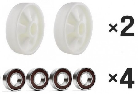 2× Lenkrad 200×50 mm Nylon + 4× Rillenkugellager