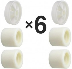 2× Lenkrad 200×50 mm Nylon + 4× Gabelrolle 80x70 mm Nylon