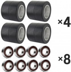 4× Gabelrolle 80x70 mm Gummi + 8× Rillenkugellage