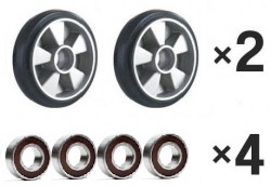 2× Lenkrad 200×50 mm Gummi + 4× Rillenkugellag