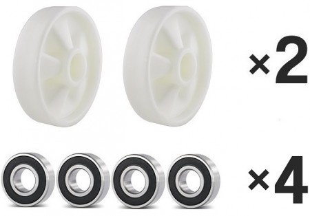2× Lenkrad 200×50 mm Nylon + 4× Rillenkugellager • für Palettenhubwagen