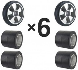 2× Lenkrad 200×50 mm Gummi + 4× Gabelrolle 80x70 mm Gummi