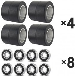4× Gabelrolle 80x70 mm Gummi + 8× Rillenkugellage • für Palettenhubwagen