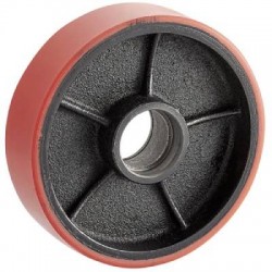 2× Lenkrad 200×50 mm Polyurethan + 4× Rillenkugellager 6 • für Palettenhubwagen