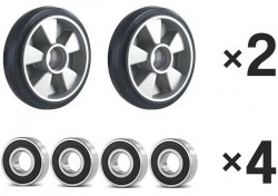 2× Lenkrad 200×50 mm Gummi + 4× Rillenkugellag • für Palettenhubwagen