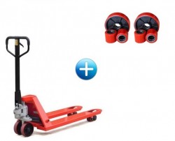 Handhubwagen DB2m + Kompletter Satz Polyurethan (PU)-Bereifung