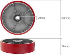 2× Gumowe koło sterujące 200×50 mm + 4× Łożysko • do wózka paletowego